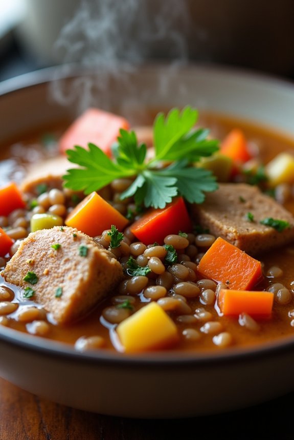 hearty pork lentil stew