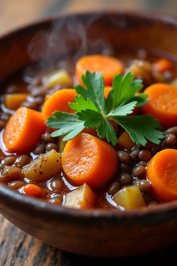 hearty red wine lentil stew