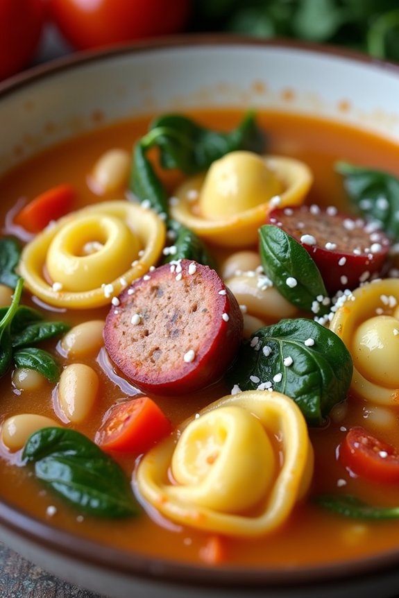 hearty sausage tortellini soup
