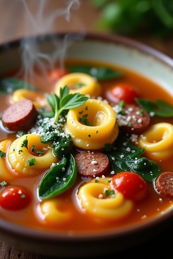 hearty sausage tortellini soup