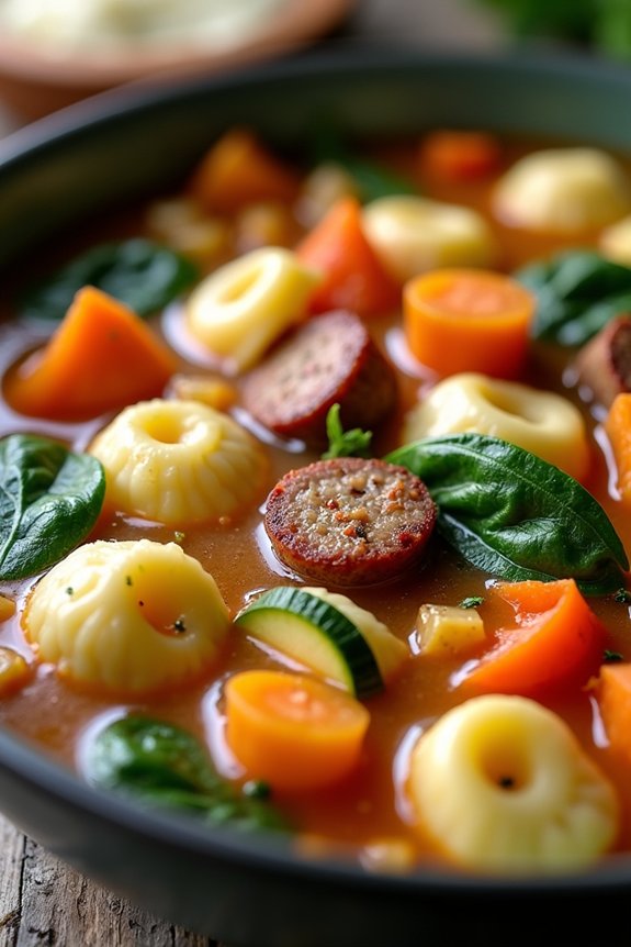 hearty sausage tortellini soup