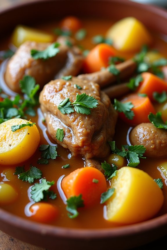 hearty slow cooked rabbit stew