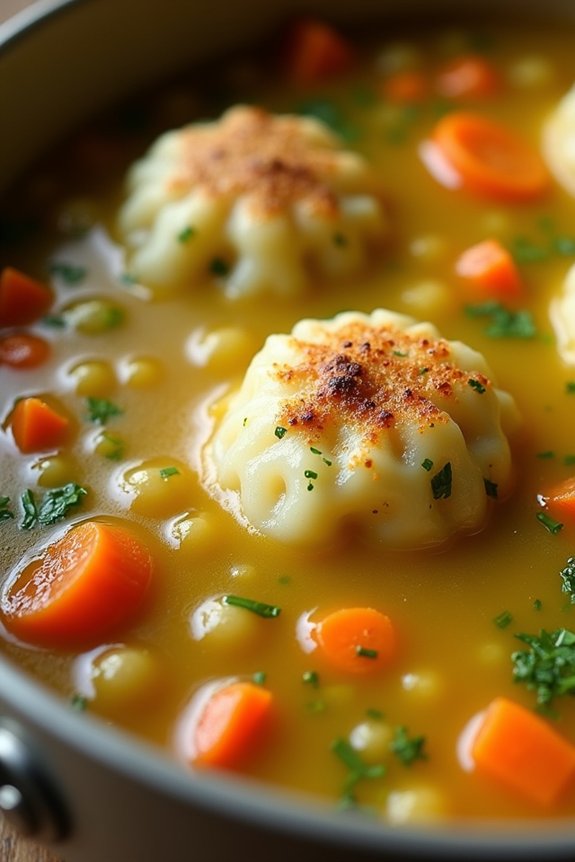 hearty soup with dumplings