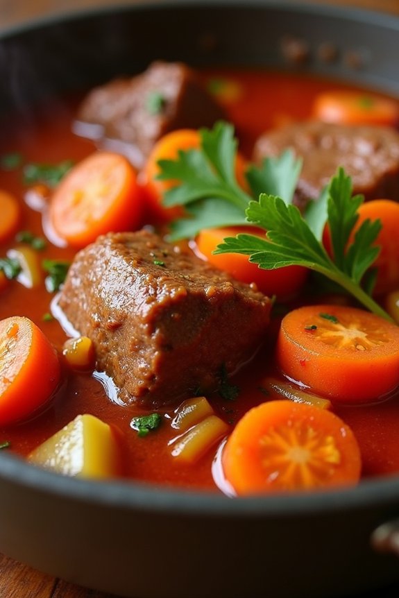 hearty tomato based beef stew