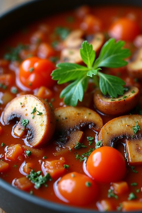 hearty tomato mushroom stew