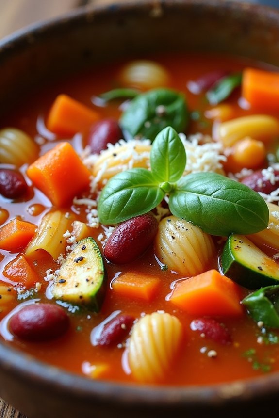 hearty vegetable packed minestrone soup