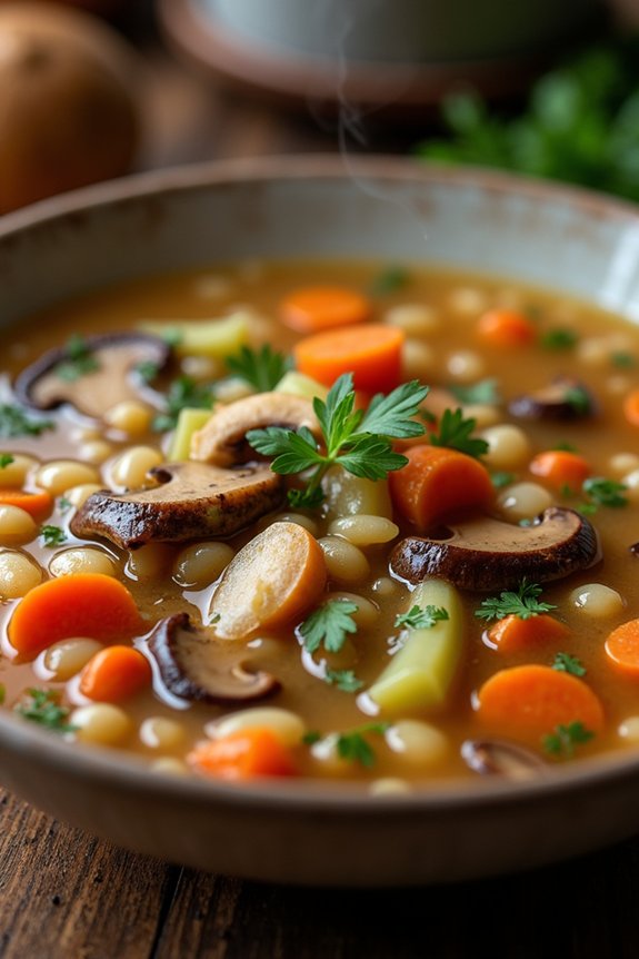 hearty vegetarian mushroom soup