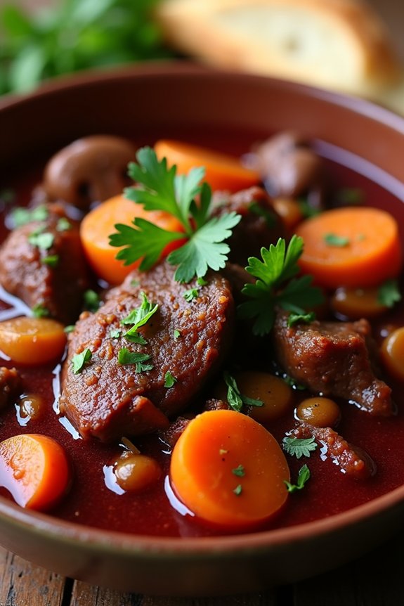 hearty venison red wine stew