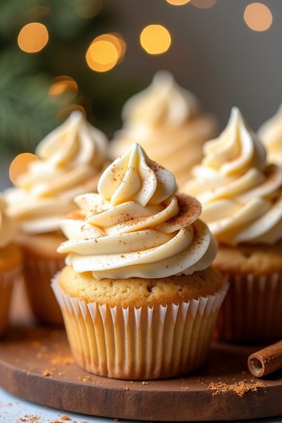 holiday eggnog spice cupcakes