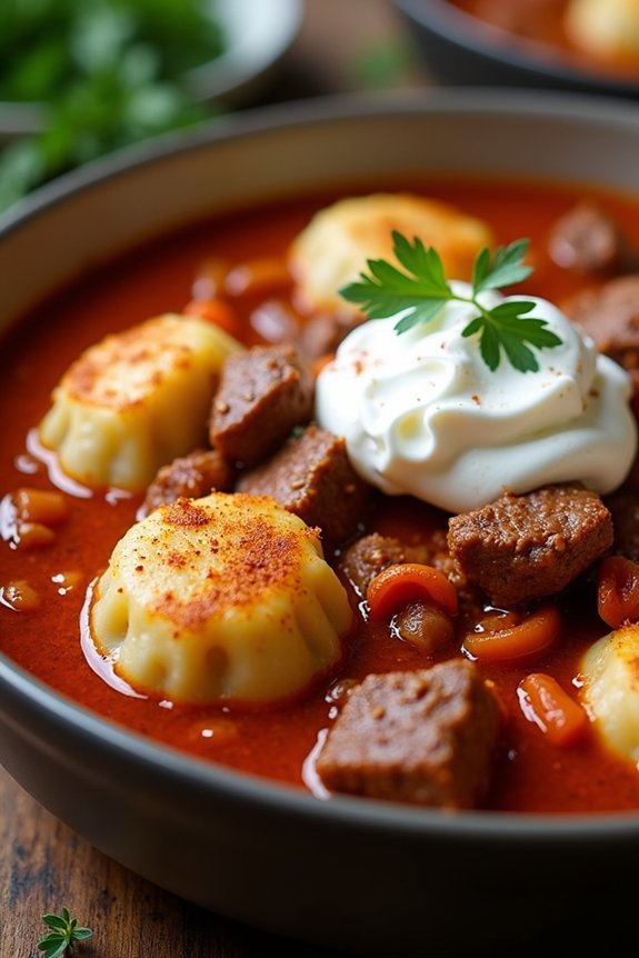 hungarian goulash with dumplings