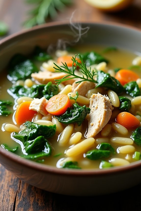 lemon infused chicken spinach soup