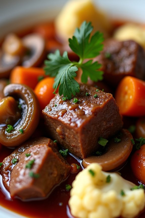 low carb beef bourguignon stew