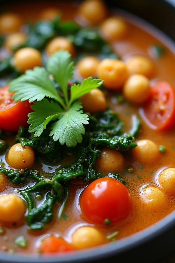 moroccan chickpea spinach stew