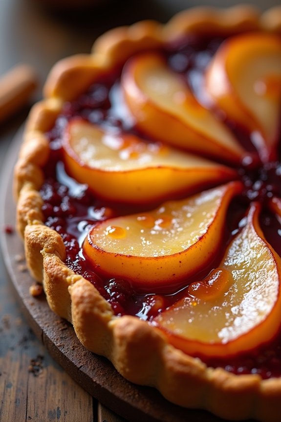 mulled wine poached pears tart