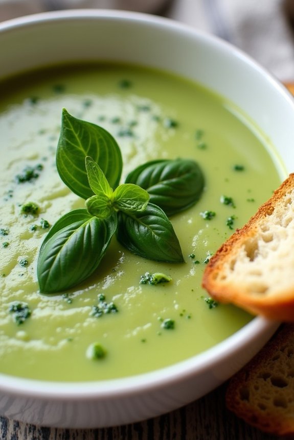 nourishing broccoli spinach basil soup