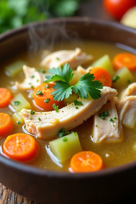 nourishing chicken garlic soup