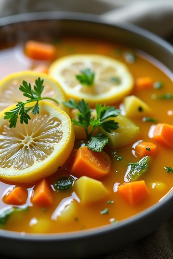 nourishing lemon herb soup
