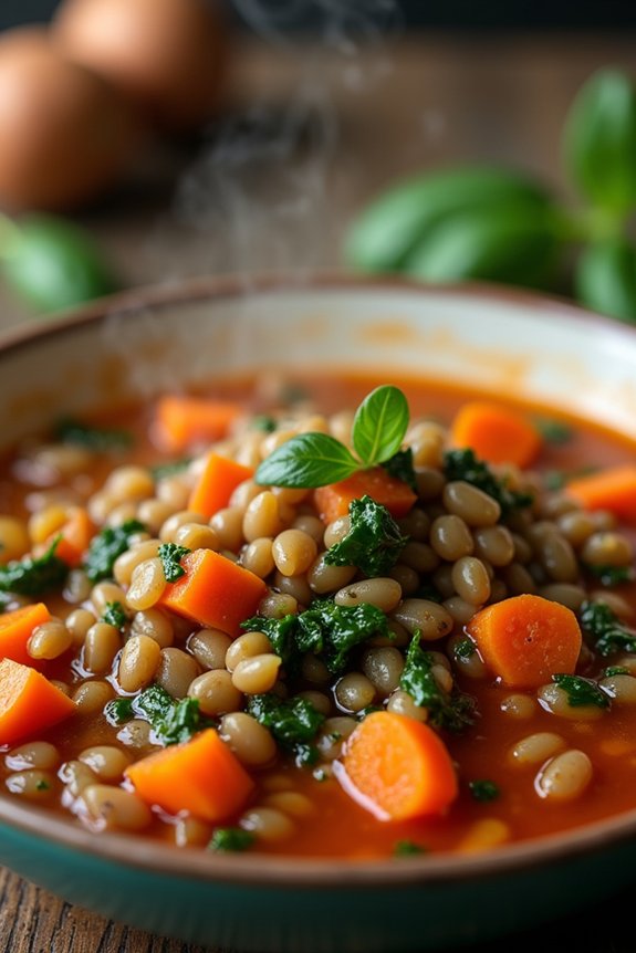 nourishing lentil spinach stew