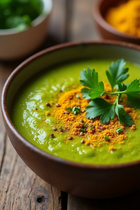nourishing spinach curry soup