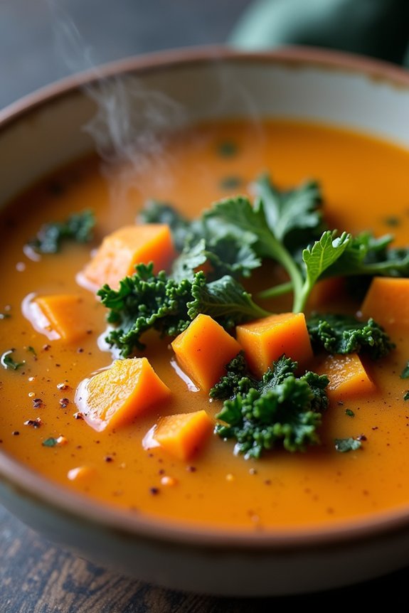nourishing sweet potato kale soup