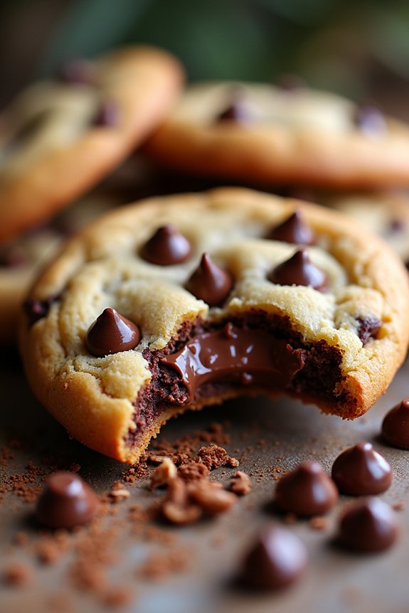 nutella filled chocolate chip cookies