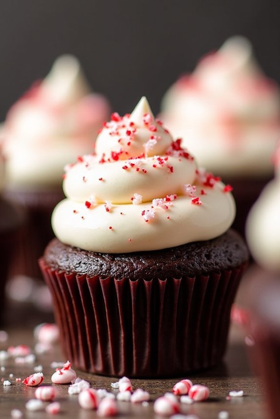 peppermint bark chocolate cupcakes