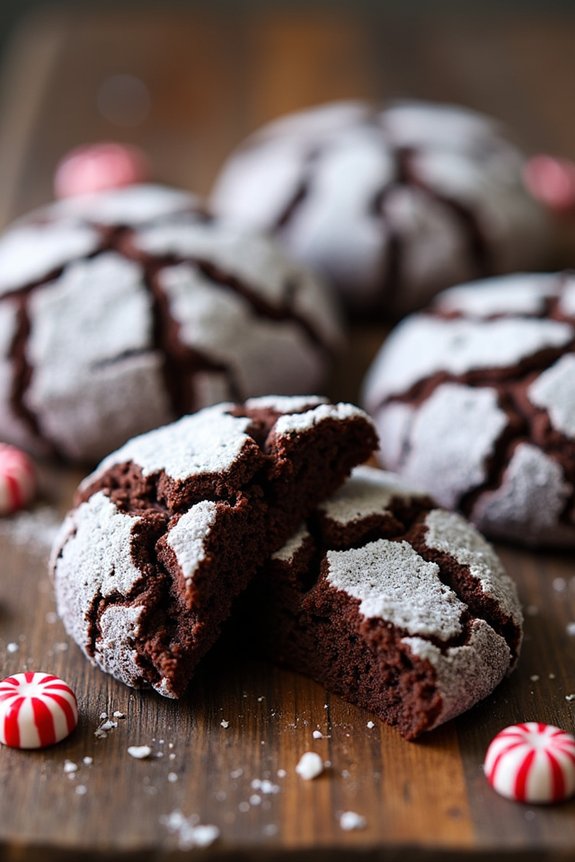peppermint chocolate crinkle cookies