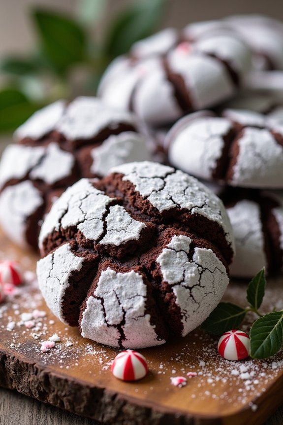 peppermint chocolate crinkle cookies