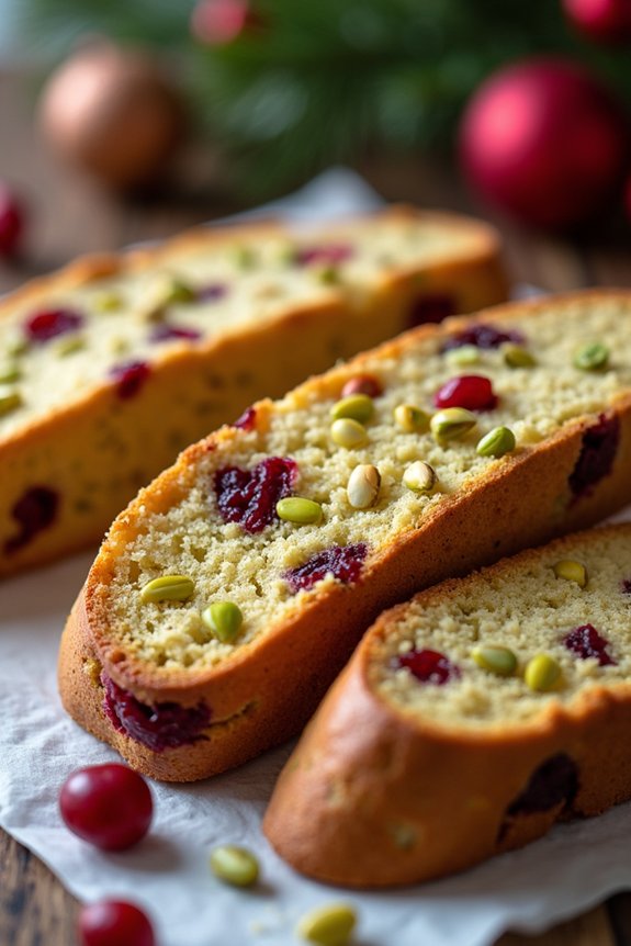 pistachio cranberry holiday biscotti