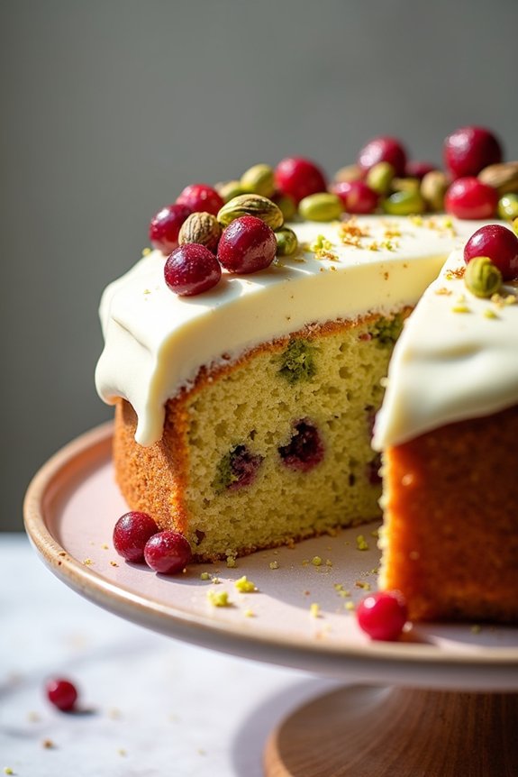 pistachio cranberry holiday cake