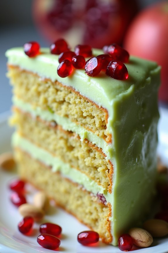 pistachio pomegranate festive cake