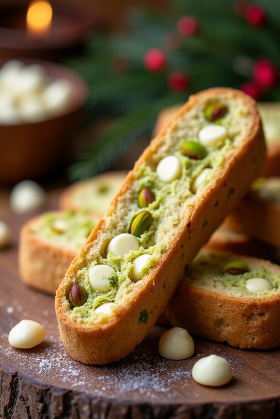 pistachio white chocolate biscotti