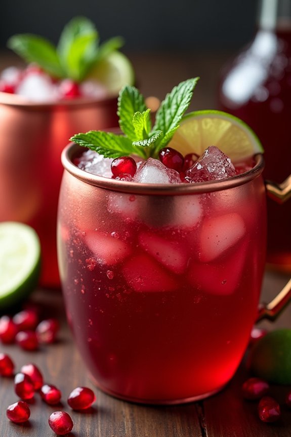 pomegranate infused festive cocktail