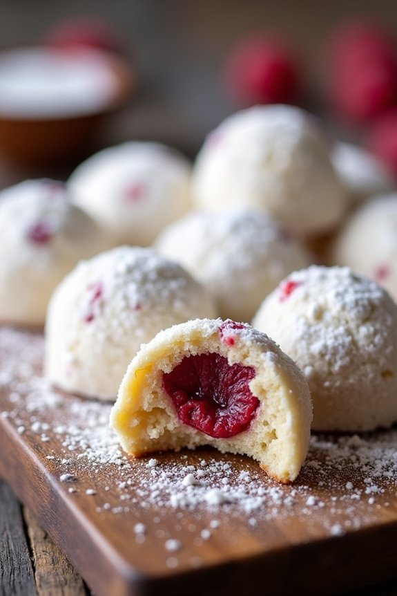 raspberry almond snowball cookies