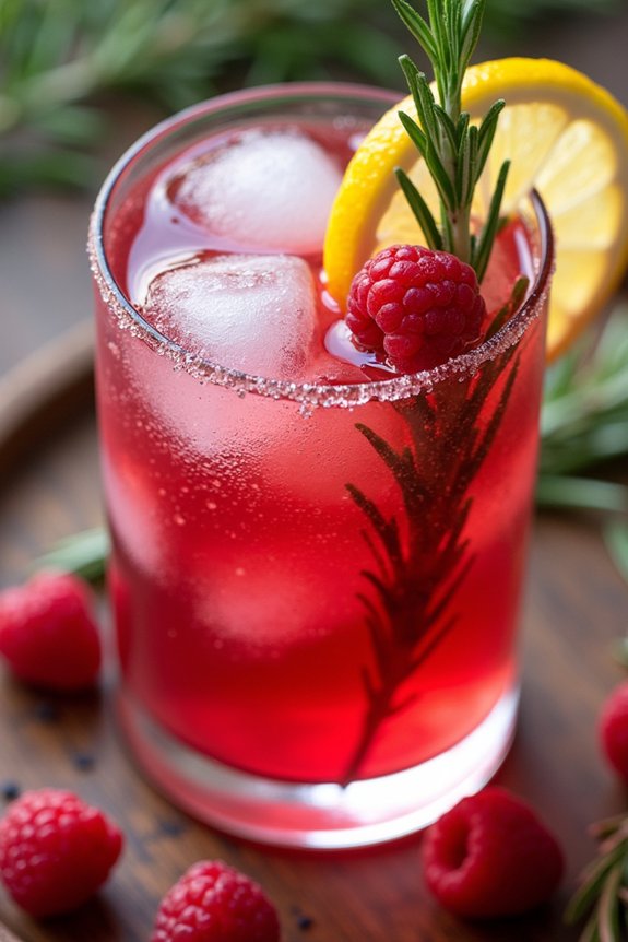 raspberry rosemary holiday mocktail