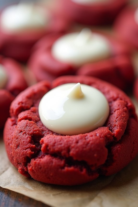 red velvet thumbprint cookies