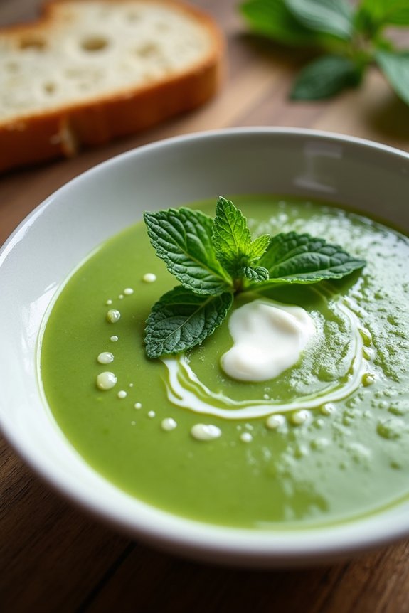 refreshing pea and mint soup