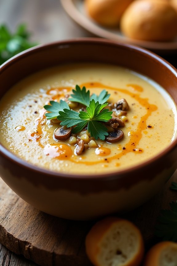 roasted cauliflower mushroom soup