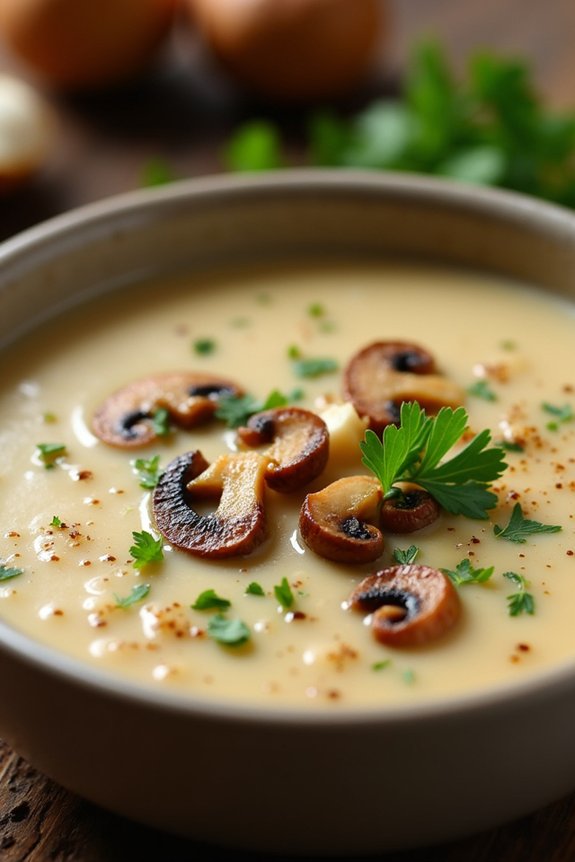 roasted garlic mushroom soup