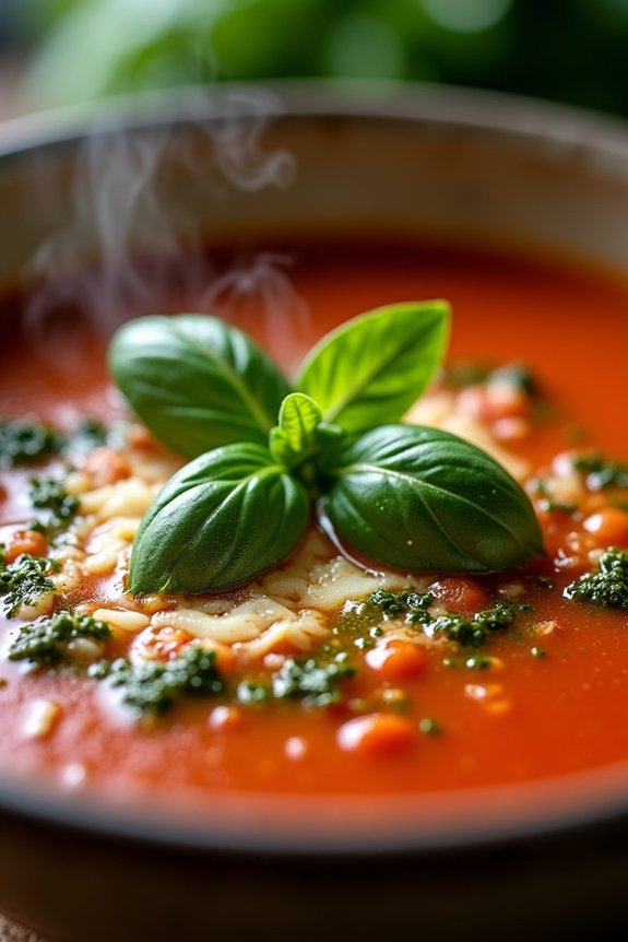 roasted tomato basil pesto soup