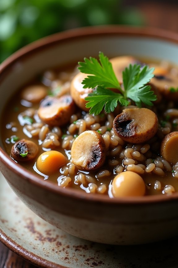 savory mushroom wild rice stew