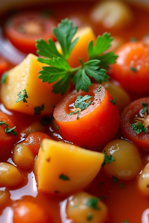 savory roasted red pepper stew