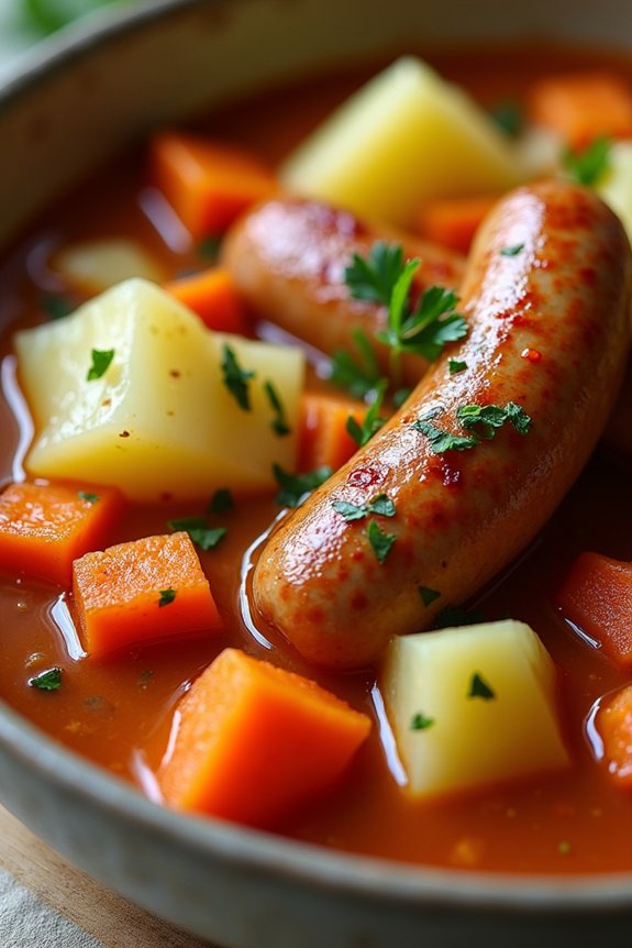 savory sausage cabbage stew