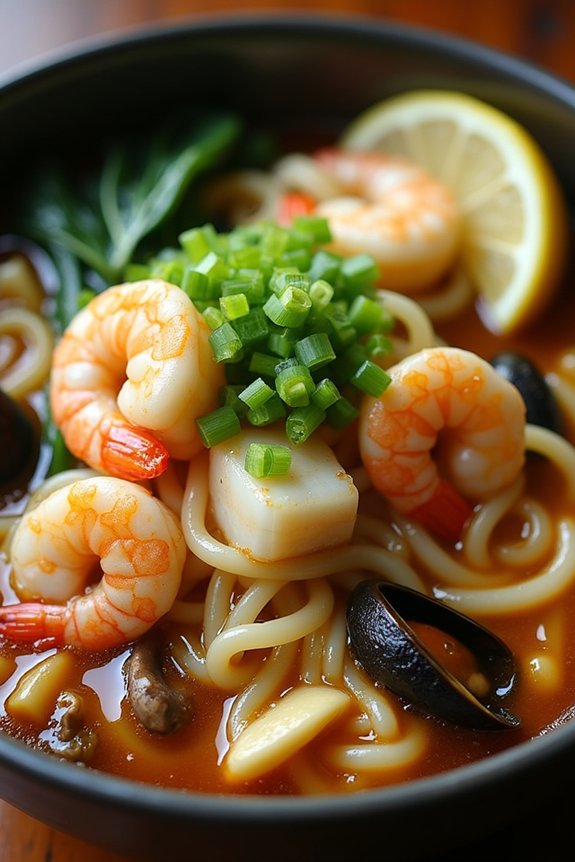 savory seafood udon stew