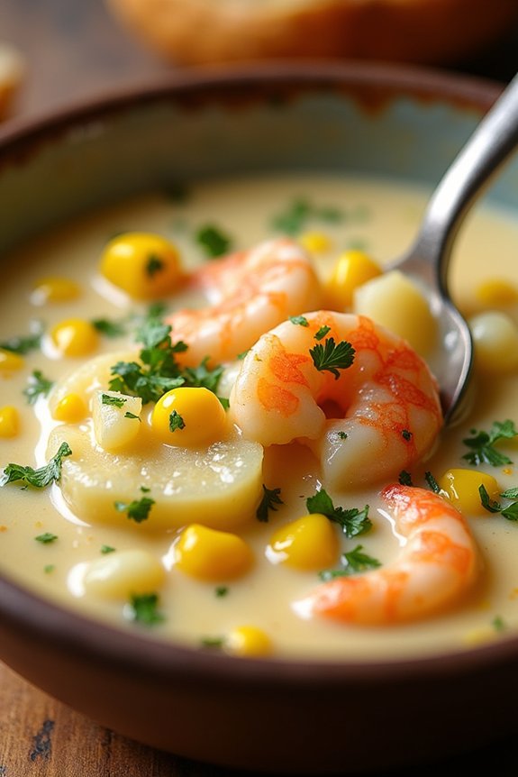 seafood infused creamy corn chowder