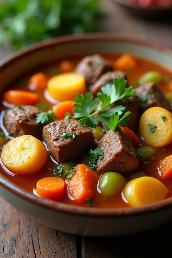 slow cooked lamb vegetable stew