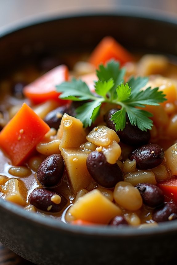 smoky cabbage black bean stew