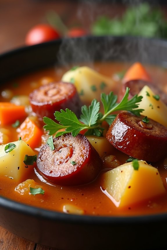 smoky sausage cabbage stew