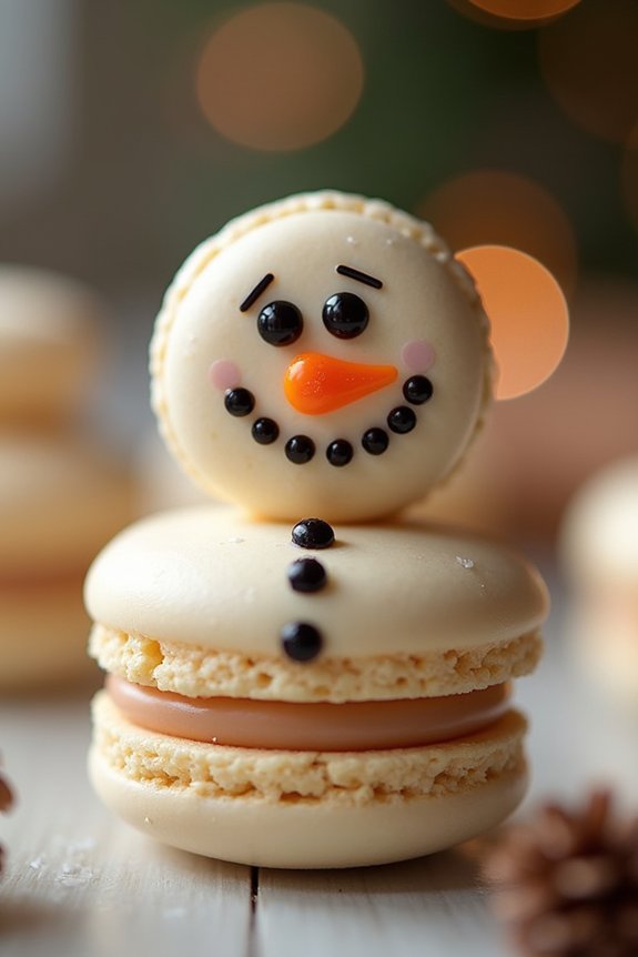 snowman macarons holiday recipe