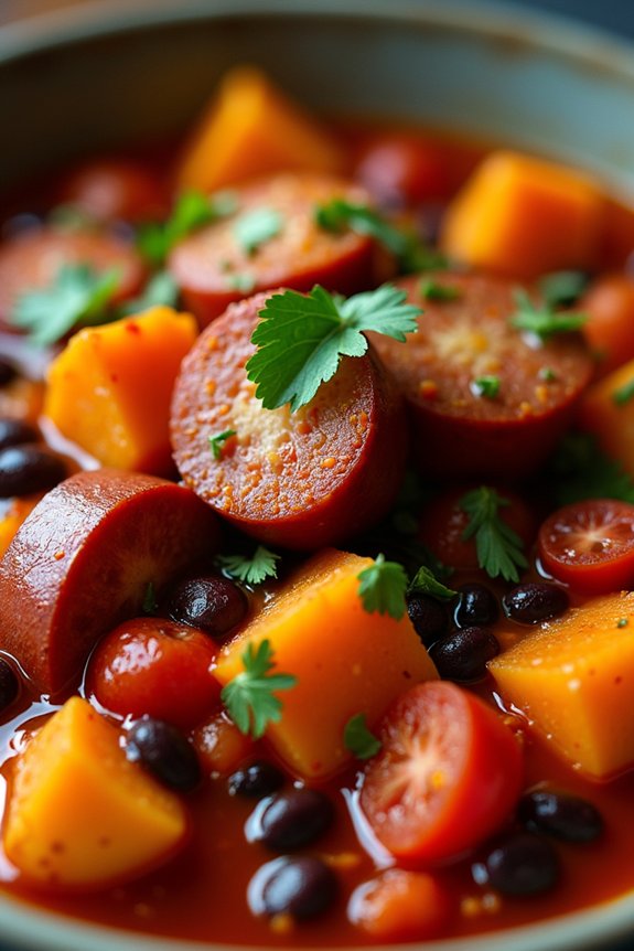 spicy chorizo sweet potato stew